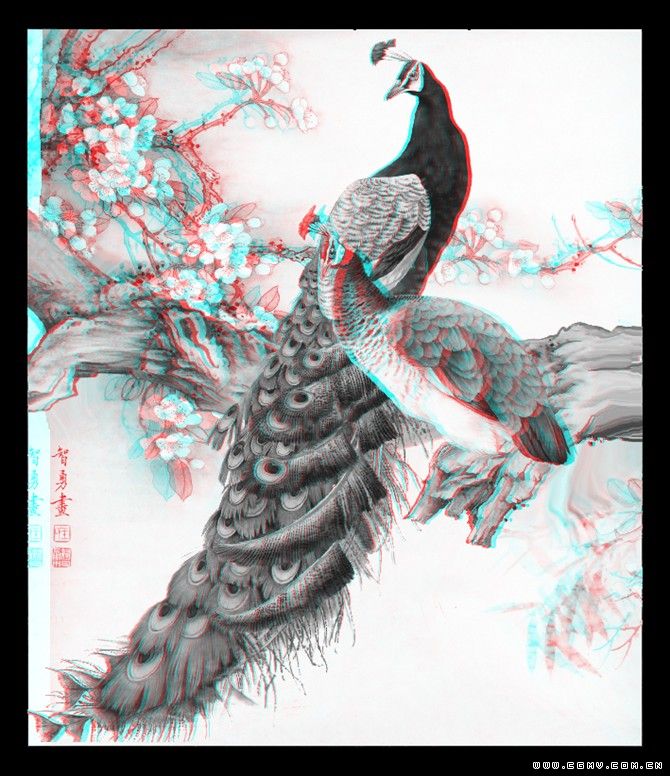 立体孔雀国画.jpg
